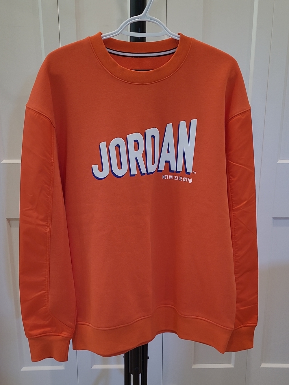 Jordan Men's Bright Orange Crewneck Sweatshirt with White Logo